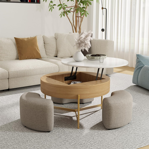 Bokifol Juego De Mesa Auxiliar Elevable Con 3 Taburetes