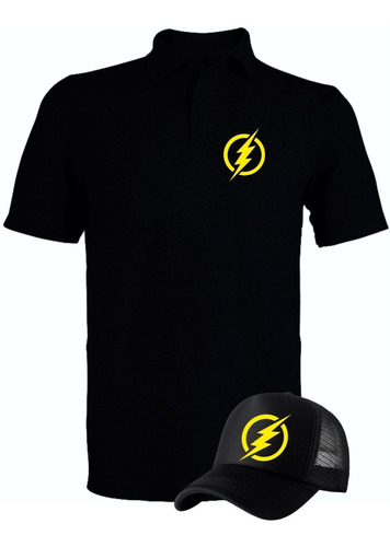 Camiseta Tipo Polo Flash Heroes Dc Obsequio Gorra