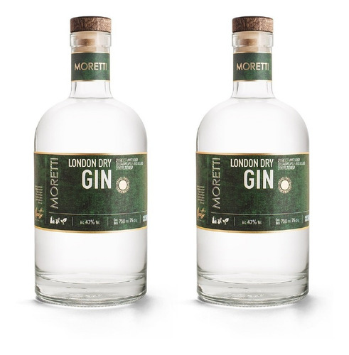 Imagen 1 de 8 de Gin Premium Moretti London Dry Pack X2 Botellas 750ml