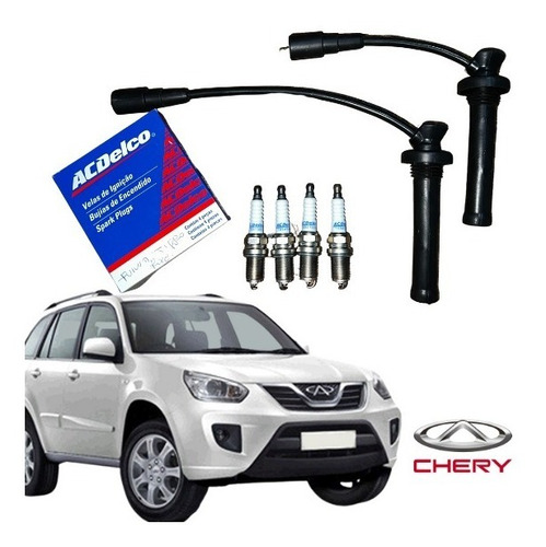 Imagen 1 de 4 de Kit Cables Y Bujias Chery Tiggo 1.6 Dvvt 2 Cables