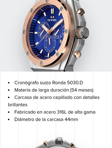 Reloj Tw Steel Ceo Acero Y Azul Edición Limitada. Azul Plateado Y Cobre Azul (Usado)