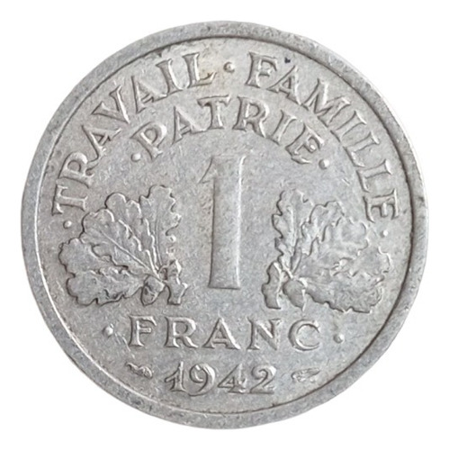  Moneda Francia Vichy 1942 Etat Francais 1 Franco W W I I #2