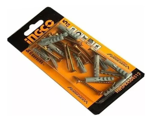 Set Tornillos Con Tacos 6 Mm 15 Set X Blister Ingco Ff