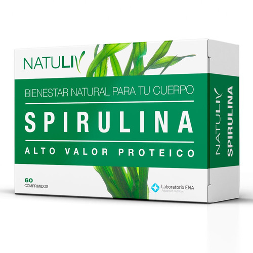 Natuliv Spirulina 60 Comp Proteínas Multivitaminas Minerales