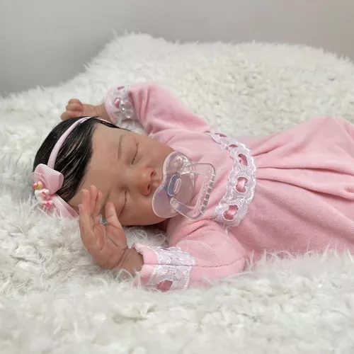 Bebê Reborn Menina Tecido Recém Nascida Realista