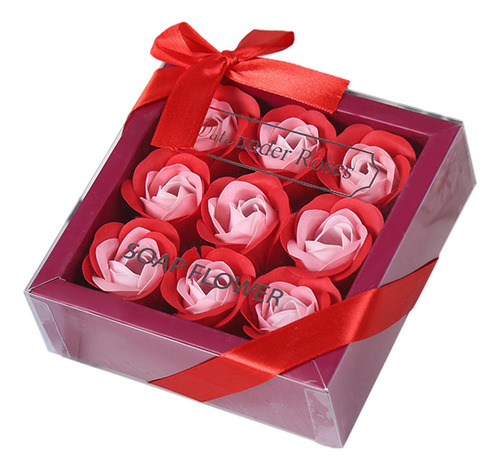 Jabón Perfumado Con Forma De Rosa, Caja De Regalo Rojo