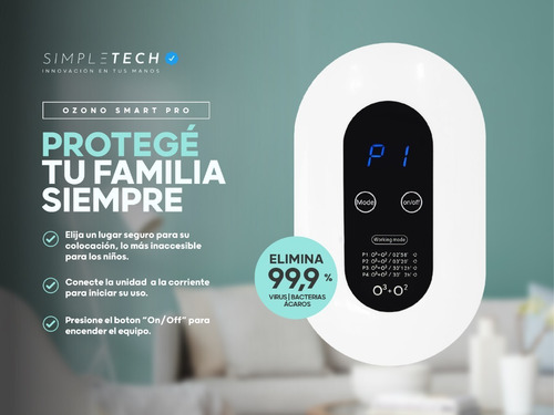 Imagen 3 de 8 de Ozonizador + Purificador Aire 100mg/h Ideal Ambientes