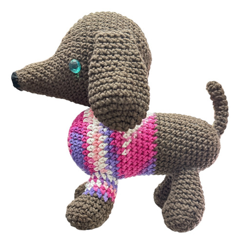 Amigurumi Muñeco De Apego Perro Salchicha - 19 Cm