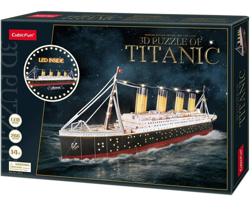 Puzzle 3d  Modelo Barco Titanic 266 Piezas Luces Led