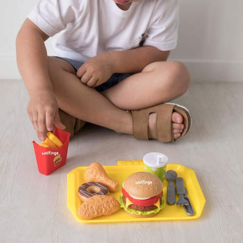 Imagen 5 de 10 de Comidita De Juguete Con Encastre Juego Bandeja Comida Rapida