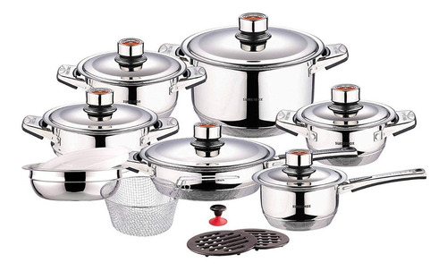 Ollas Swisshome 21pc Acero Quirúrgico Batería Cocina Vapor