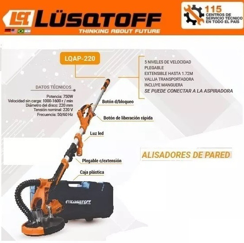 Lijadora Orbital Pared Techo Yeso Durlock Lusqtoff Lqap220