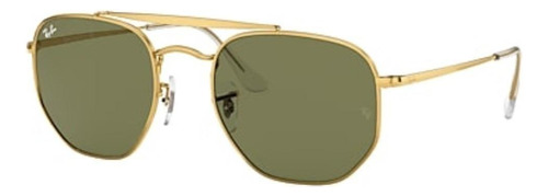 Gafas de sol Ray-Ban General Marshal Standard con marco de metal color polished gold, lente light green clásica, varilla polished gold/grey de metal - RB3648