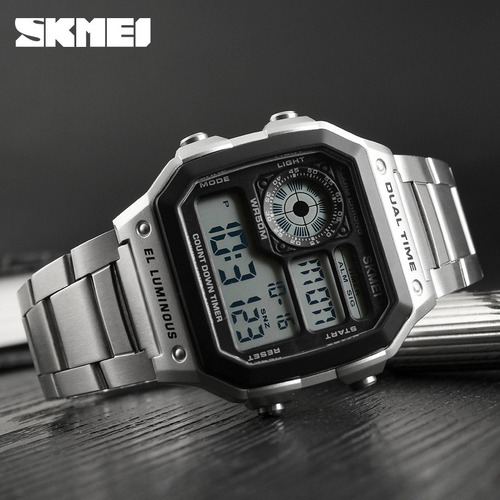 Reloj Hombre Skmei 1335 Acero Crono Timer Sumergible Gtia