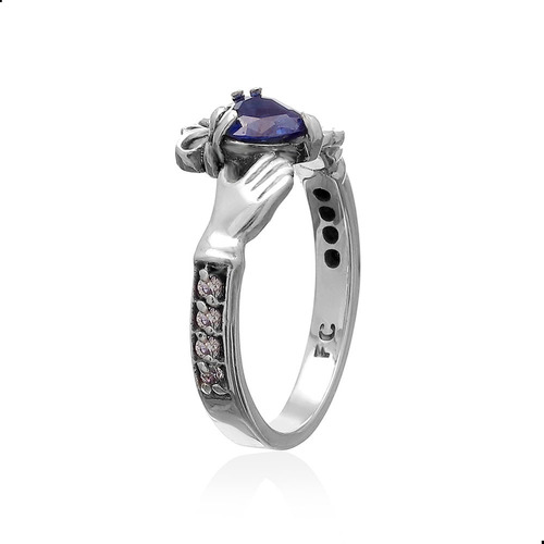 Anel Solitário Claddagh Zirconia Prata 925 Rodio Fp 11060901