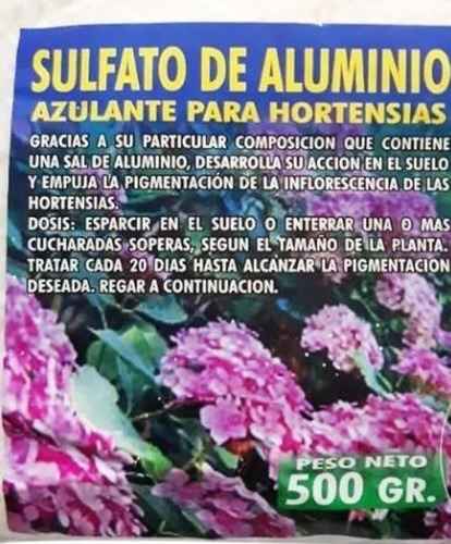 Sulfato De Aluminio Azulado Hortensia Mas Azul Intensidad