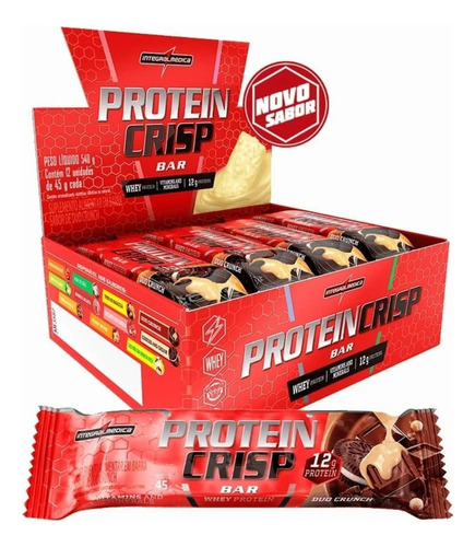 Suplemento em barra Integralmédica  Protein Crisp Bar proteínas Protein Crisp Bar sabor  cookies and cream em caixa de 540g 12 un