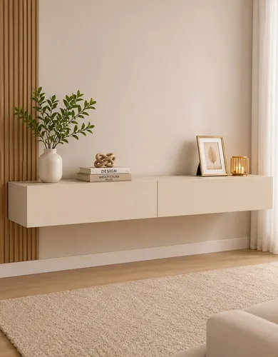 Aparador Fixar Parede Painel Bancada  Nobre 157cm Off White Off White