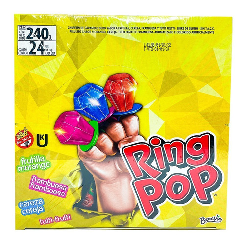 Display Pirulito Ring Pop Formato De Anel Sabores Sortidos