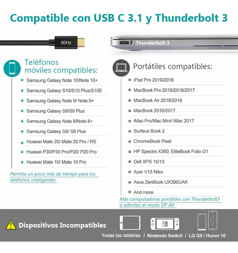 Imagen 4 de 7 de Choetech Cable Adaptador Convertidor Usb Tipo C A Hdmi 4k