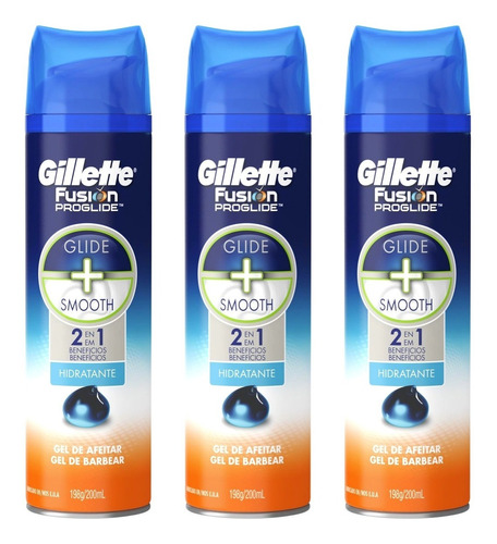 Kit 3 | Gel Barbear Gillette Fusion Proglide Hidratante