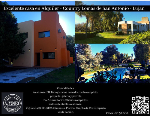 Imagen 1 de 4 de Excelente Casa En Alquiler - Country Lomas De San Antonio - Lujan