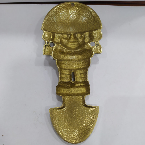 Antiguo Adorno De Bronce Figura Maya Perú (Usado)