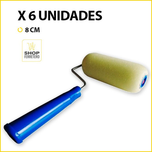 Imagen 2 de 5 de Rodillo De Goma Espuma 8 Cm. X 6 Unidades