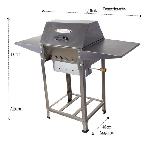 Imagem 2 de 6 de Churrasqueira A Bafo Inox Carvao Churrasco Multiuso Abafador