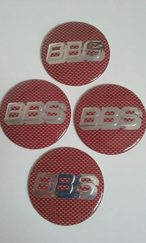 Kit 4 Pçs Emblemas Bbs Carbono Vermelho 65mm.