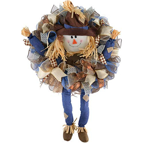 Scarecrow Thanksgiving Deco Mesh Wreath | Fall Front Do...