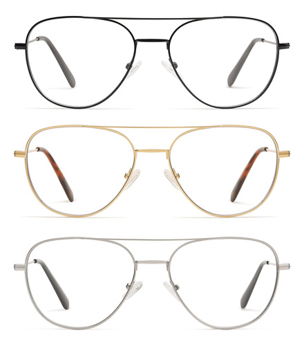 Paquete De 3 Lentes De Lectura Retro De Aviador Para Hombres