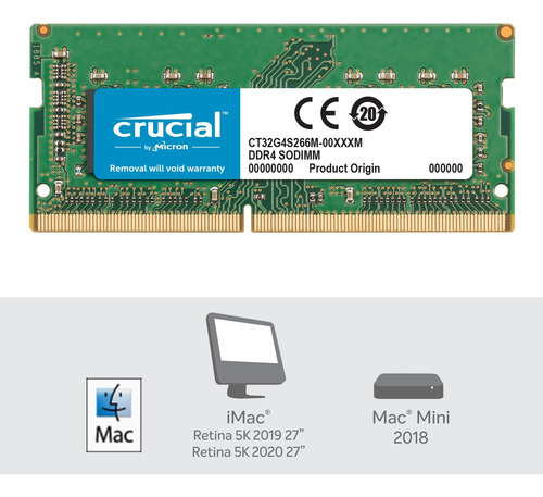 Memória Notebook Crucial Ddr4 2666 Mhz Cl19 Mac Ct32g4s266m