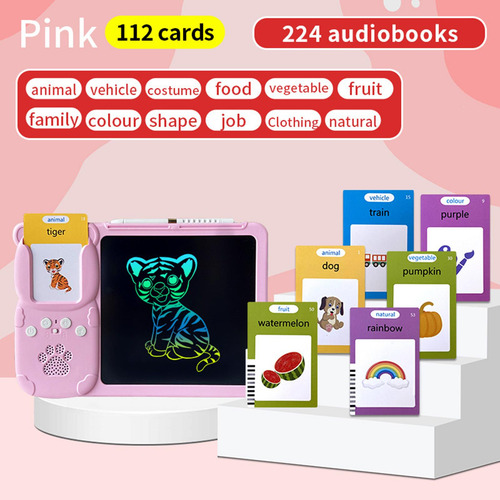 Falando Cartões Flash Escrita Tablet Rosa Com 112 Cartas