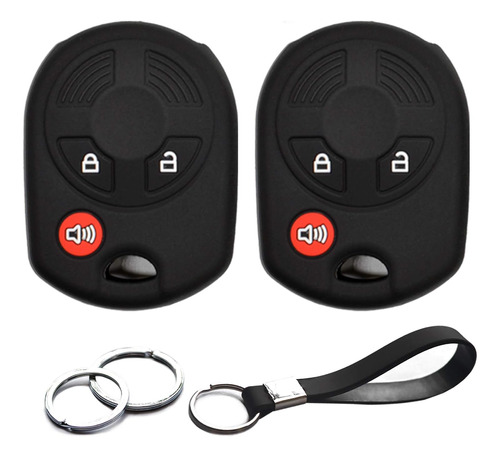 2pcs Compatible With Ford Remote Head 3 Buttons Black Silico