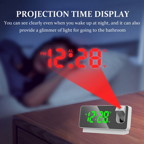 Led Digital Proyección Despertador Mesa Alarma Electrónica C