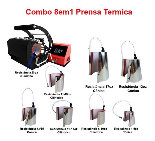 Prensa Termica Maquina De Estampar Caneca Copo Canecas 8em1