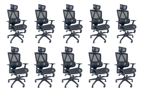 Kit 10 Oficial Webshop Cadeiras Presidente Titan Ergonômica Preta