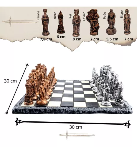 Tabuleiro de Xadrez de Luxo em Madeira e Peças em Resina 3D