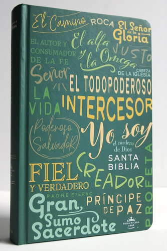 Biblia Nombres De Dios, Arte Verde Rv1960, Letra Roja