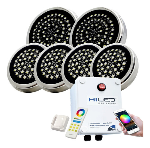 4 Luces Para Pileta 12w + 2 20w +fuente+control Remoto+wifi