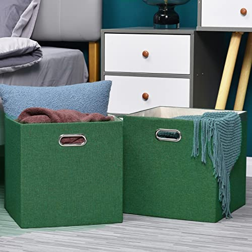 Cubo De Almacenamiento Plegable, Juego De 4, Verde Hierba