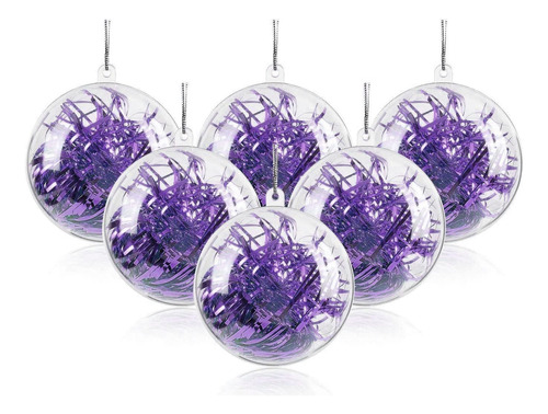 20 Adornos Rellenables Plástico Transparente Bola Navidad
