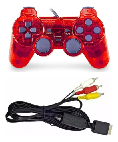 Control Alámbrico Compatible Con Ps2 Cristal + Cable De Av