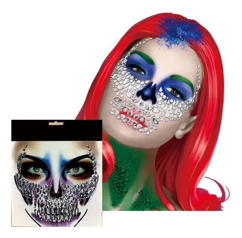 Nueva Mascara Temporal Cristales Cara Catrina Halloween