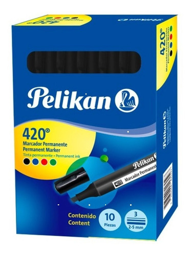 Marcador Permanente Pelikan 420 Negro Caja *10 Unidades