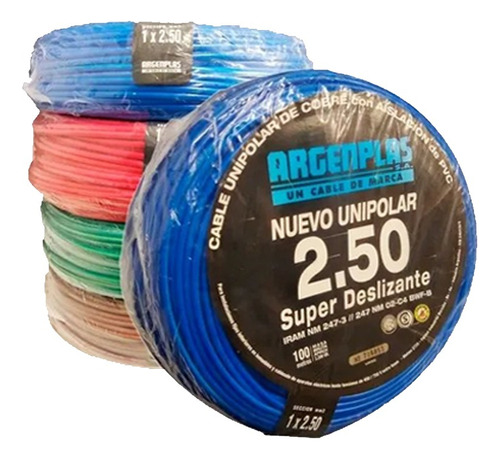 Cable Unipolar 2,5mm Normailizado Argenplas X 100mts