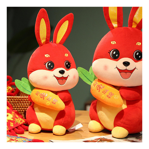 Coelhinho De Estilo Chinês Com Cenoura, Boneco De Pelúcia