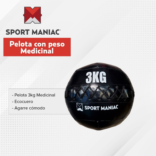 Imagen 4 de 5 de Kit Sport Maniac Medicine Ball Cuero De 3kg, 6kg, 9kg