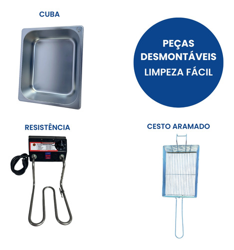 Fritadeira Elétrica Industrial Cuba 5l Econômica Cor Alumínio 220v